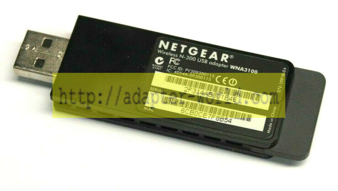 *Brand NEW* Netgear WNA3100-100ENS Wireles N-300 USB Adapter Dongle for WiFi Internet Router Power Supply